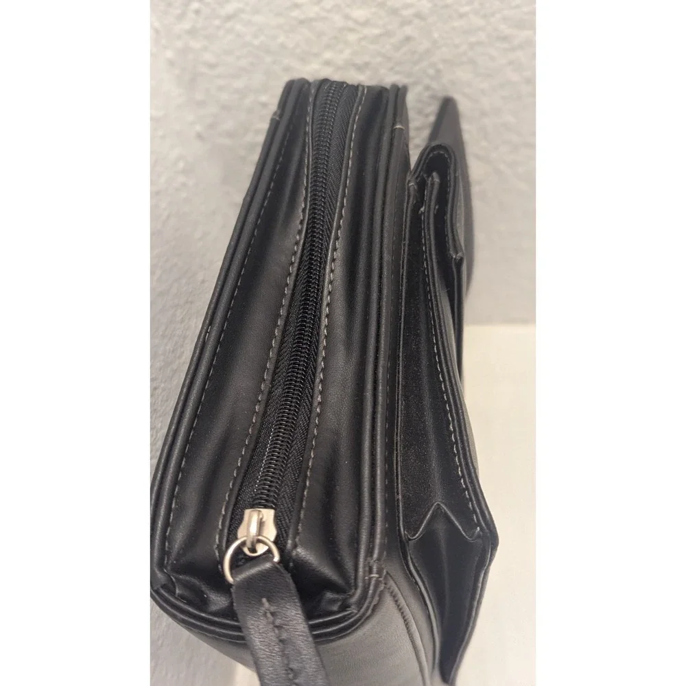 Franklin Covey Planner Binder w/Handle Vintage 7 Ring Black Leather Zip Around